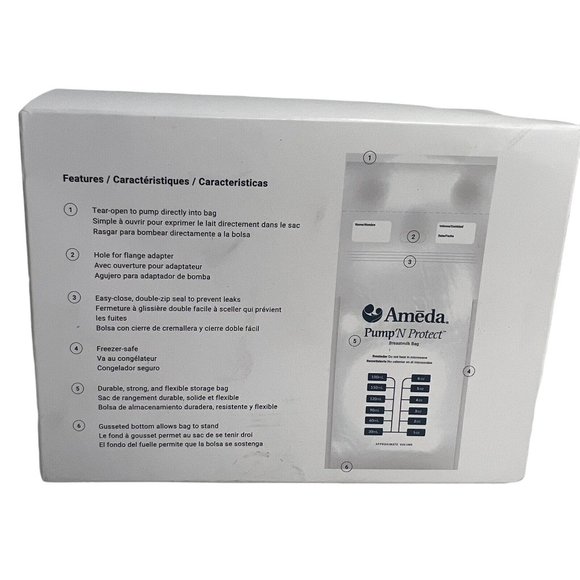 Ameda Pump N Protect Breast Milk Storage Bags And Adapters 6oz Or 180ml 150 Bags - Picture 2 of 12